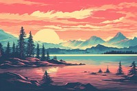 Lake Tahoe Risograph style landscape outdoors nature.