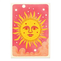 Tarot card Risograph style art sun representation.