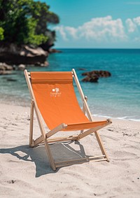 Orange beach chair mockup psd