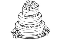 Wedding cake dessert doodle food.