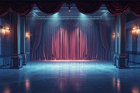 Empty cinema stage architecture illuminated performance.