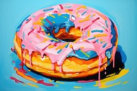 A donut with dessert painting sweets icing.