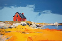 A house in the remote countryside of Greenland painting architecture building.