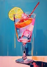 A cocktail painting drink fruit.