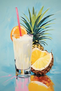 A pina colada drink pineapple painting.
