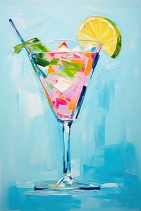 A blue Hawaii cocktail painting martini drink.