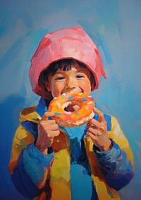 A donut portrait painting eating.