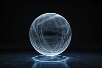Glowing wireframe of plain sphere shape futuristic planet space.