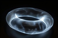 Glowing wireframe of plain torus shape futuristic lighting jewelry.