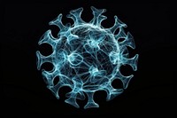 Glowing wireframe of virus shape futuristic pattern sphere.
