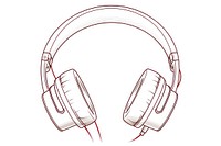 Headphones headset sketch white background.