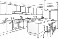 Kitchen outline sketch furniture architecture improvement.