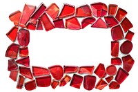 Red iridescent oval rectangle art white background.