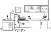Office furniture computer sketch.