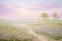 Painting of viola field backgrounds landscape grassland.