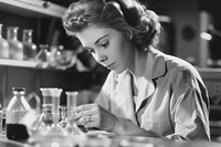 Woman examining laboratory scientist adult.