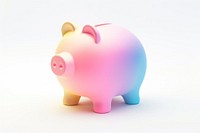 Piggy bank gradient pastel pig white background representation.
