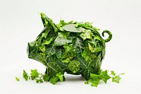 Piggy bank icon green vegetable plant.