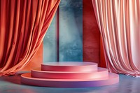 Product podium with abstract lighting curtain stage.
