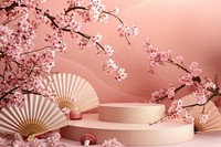 Product podium with cherry blossoms flower plant petal.