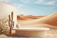 Product podium with desert nature outdoors bathtub.