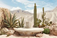 Product podium with desert nature outdoors plant.