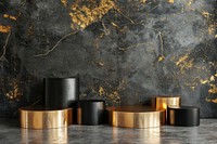 Product podium with luxury architecture gold wall.