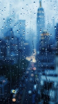 Rain scene with landmark outdoors glass city.