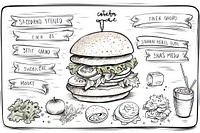 Sanwich menu board sketch drawing doodle.