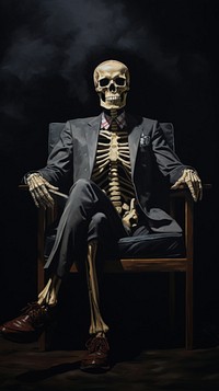 Skeleton with cigarette adult representation halloween.