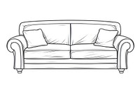 Sofa outline sketch furniture drawing white background.