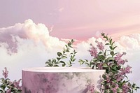 Product podium with a botanical sky outdoors nature.
