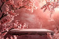 Product podium with a cherry blossom outdoors nature flower.