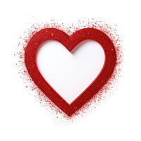 Shape heart red white background.