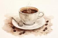 Painting of coffee drawing saucer drink.