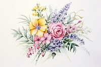 Painting of flower bouquet drawing pattern sketch.