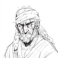 Hippie man sketch cartoon drawing.