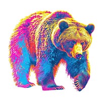 Bear Risograph style bear wildlife mammal.