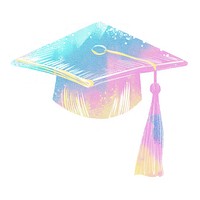 Graduation hat icon Risograph style white background intelligence achievement.