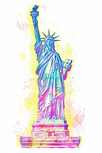 Statue liberty Risograph style sculpture painting drawing.