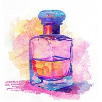 Perfume bottle Risograph style art refreshment splattered.