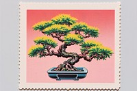 Bonsai Risograph style bonsai plant tree.
