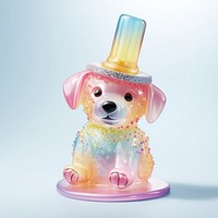 3d jelly glitter dog figurine cute representation.