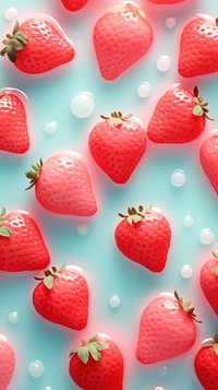 3d jelly strawberries backgrounds strawberry pattern.