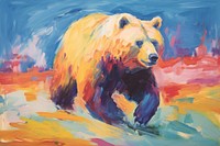 Bear running in garden wildlife painting mammal.