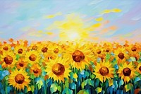 PNG Sunflower field and sky sunflower painting backgrounds.