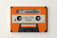 Retro orange cassette tape mockup psd