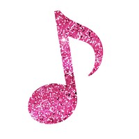 Pink Solkey music icon glitter shape white background.