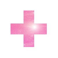 Pink Plus icon symbol cross white background.