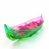 Boat made from polyethylene plastic green pink.